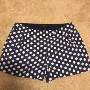 Blue and white polka dot shorts